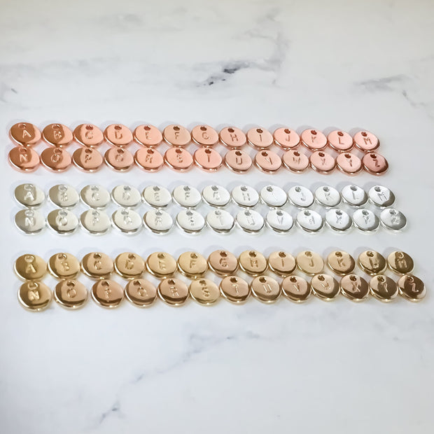 Add On Initial Disc Charm, Rose Gold, Silver, Gold