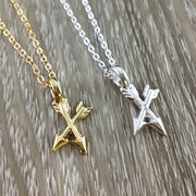 Soul Sisters, Crossed Arrows Necklace Set for 2 with Card, Gold, Silver, Friend