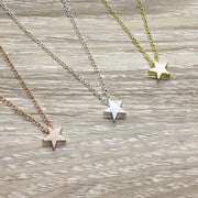 Tiny Star Necklace, Rose Gold, Silver, Gold, Best Friends Are Like Stars