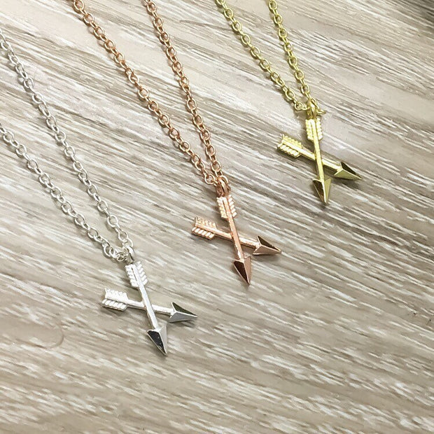 Tiny Crossing Arrows Necklace, Unbiological Sister Gift, Soul Sister Gift, Arrow Jewelry, Sister I Got to Choose Card, Sister Birthday Gift