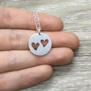 Miscarriage, Silver Circle with Heart-Shaped Hole Necklace with Card, Infertility Mom