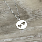 Miscarriage, Silver Circle with Heart-Shaped Hole Necklace with Card, Infertility Mom
