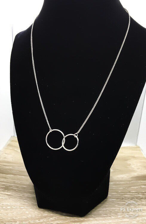 Amazing Coworker, Interlocking Circles Necklace with Card, Gift Box, Rose Gold, Silver