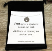 Circle with Heart-Shaped Hole Necklace with Card, Loss, Remembrance, Memorial