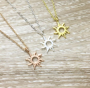 You Are My Sunshine Necklace with Card, Rose Gold, Silver