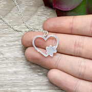 Paw Print Heart Necklace, Dainty Paw Pendant Silver, Minimal Pet Jewelry, Cat Lover Gift, Dog Owner Gift, Paw Prints on your Heart Quote
