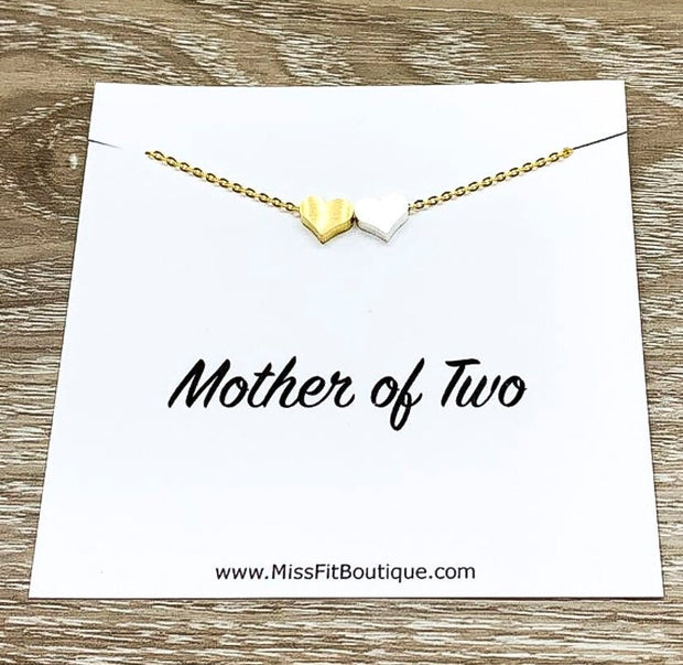 Mother of Three, 3 Hearts Necklace with Card, Gift Box, Mom, Mama