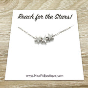 Three Stars Necklace with Card, Gift Box, Reach for the Stars, Graduation