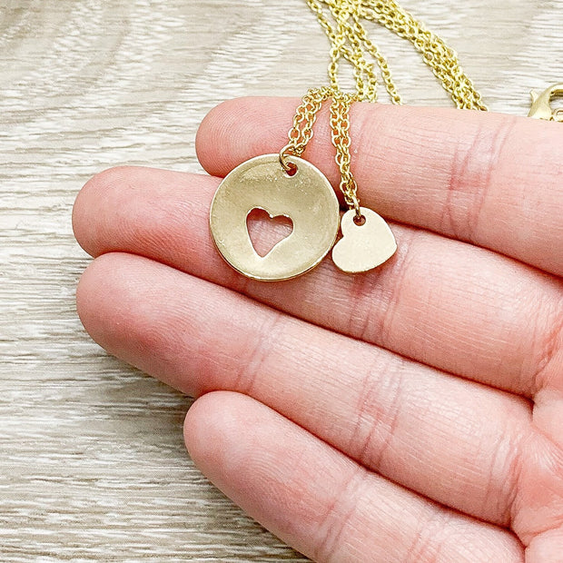 Coworker, Heart Necklace Set for 2 with Card, Colleagues, Friendship