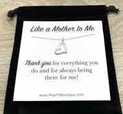 Like a Mother to Me, Open Heart Necklace with Card, Unbiological, Bonus Mom