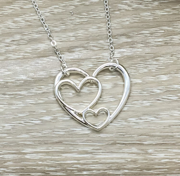 Generations: 3 Silver Hearts Necklace with Card, Gift Box