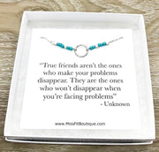 True Friends Quote, Dainty Silver Circle Necklace, Circular Pendant, Best Friend Gift, Infinity Circle Necklace, Unbiological Sister Gift
