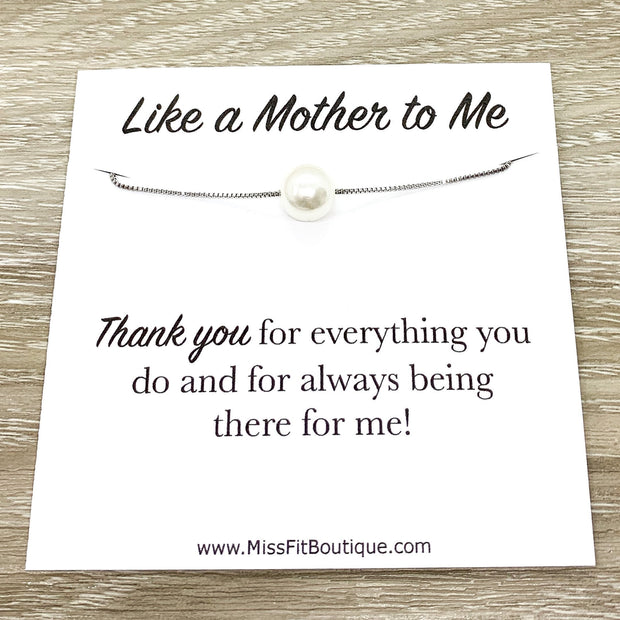 Like a Mother to Me Gift, Floating Pearl Necklace, Gift for Bonus Mom, Unbiological Mother Gift, Godmother Gift, Birthday Gift for Mom