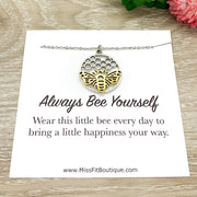 Always Bee Yourself, Bee with Honeycomb Necklace with Card, Gift Box