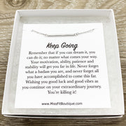 Keep Going Card, Balance Bar Necklace, Sterling Silver Jewelry, Layering Necklace, Gift for Student, Gift for Sister, Motivational Gift