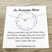 Awesome Niece Gift, Tiny Red Heart Pendant Necklace, Always Remember Quote Card, Heart-Shaped Jewelry, Gift from Aunt, Niece Necklace