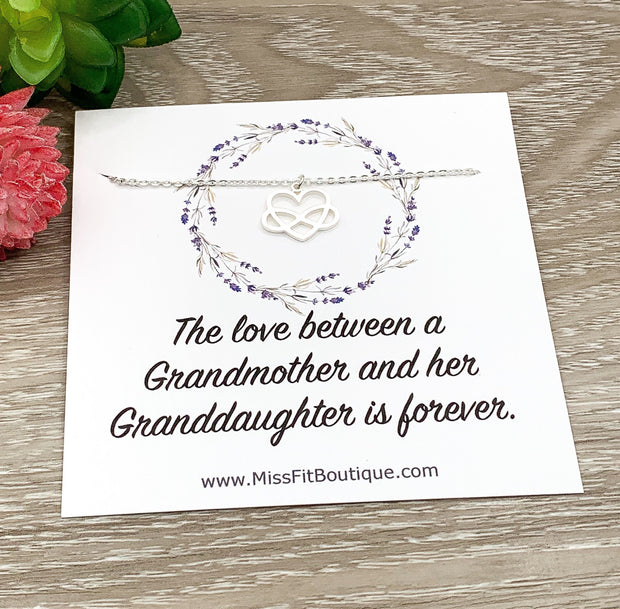 Grandmother Gift, Infinity Heart Necklace, Gift from Granddaughter, Grandma Necklace, New Grandma Gift, Mother’s Day Gift, Love Gift