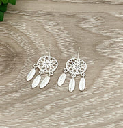 Dreamcatcher Earrings, Sterling Silver Stud Earrings, Tribal Earrings, Boho Jewelry, Native Inspired Gift, Witchcraft Jewelry, Unique Studs