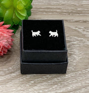 Tiny Cat Earrings, Sterling Silver Stud Earrings, Cat Lover Gift, Gift for Cat Owner, Dainty Jewelry, Crazy Cat Lady Gift, Stocking Stuffers