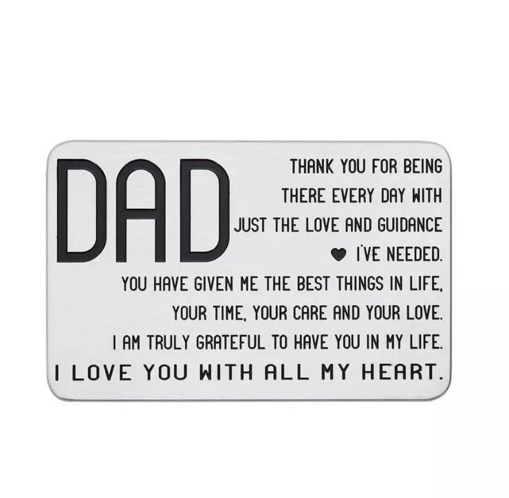 Dad Wallet Card, Gift from Son, Stainless Steel, Gift for Father, Birthday Gift, Simple Reminder, I Love You Dad Gift, Father’s Day Gift