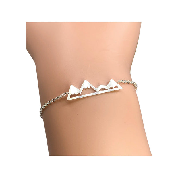 Mountain Bracelet, Mountain Range Chain Bracelet, Empowering Gift, Mountain Quote Card, Hiking Bracelet, Meaningful Gift, Minimalist Jewelry