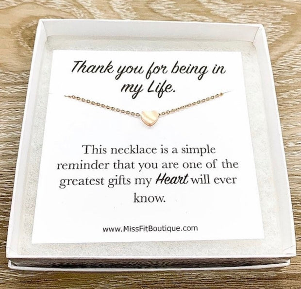 Tiny Heart Necklace, Thank You Card, Simple Reminder Gift, Gift for Special Person, Gift for Best Friend, Sister Gift, Thinking of You Gift