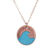 Blue Wave Necklace with Card, Life is Like the Ocean, Rose Gold