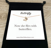 Remembrance Jewelry, Dainty Jewelry, Rose Gold Butterfly Necklace, Loss, Grief Necklace, Friendship Necklace, Memorial Gift, Simple Reminder
