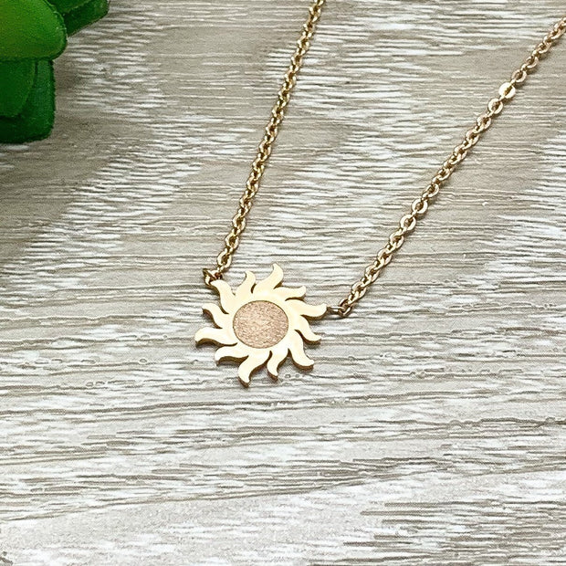 You Are My Sunshine Gift, Dainty Sun Necklace, Sunshine Jewelry, Friendship Necklace, Starburst Pendant, Gift for Girlfriend, Birthday Gift