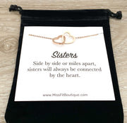 Sister Necklace with Card, Two Interlocking Hearts Necklace, Sisterhood Necklace, Birthday Gift for Sisters, Double Heart Necklace, Graduate