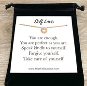 Heart Necklace, Self Love Gift, Affirmation Gift, Friendship Card, Inspirational Jewelry, Encouragement Gift, Care Package, Mental Health