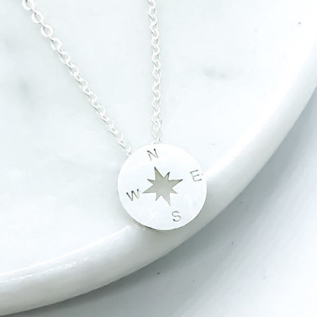 Tiny Compass Necklace, No Matter Where Quote, Best Friends Necklace, Friendship Gift, Friend Birthday Gift, Gift for Bestie, Holiday Gift