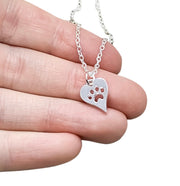 Tiny PawPrint Necklace, Dainty Heart Pendant, Minimal Pet Jewelry, Cat Lover Gift, Dog Owner Gift, Paw Prints on your Heart Quote, Pet Loss