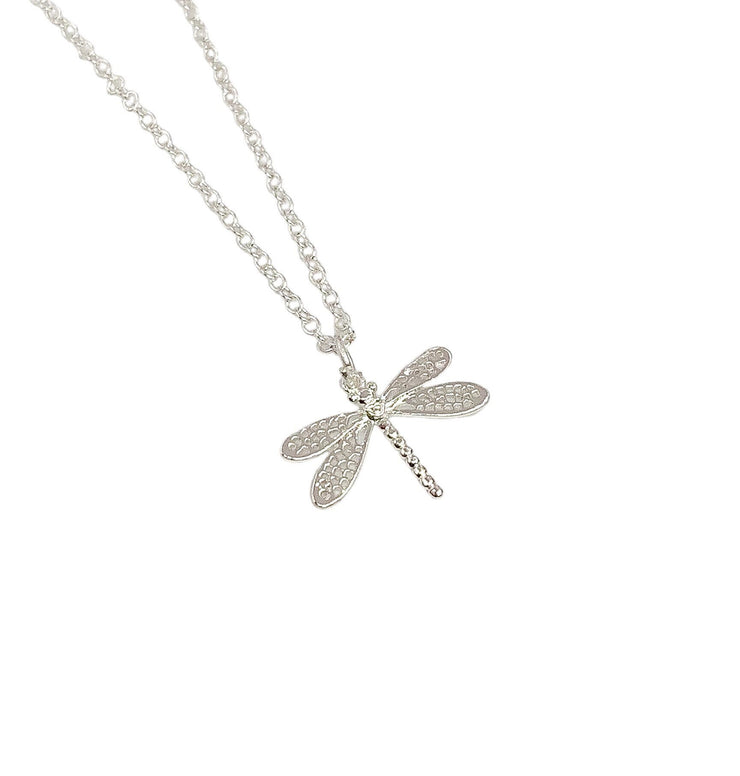 Dragonfly Necklace with Card, Sympathy, Memorial, Loss, Rose Gold, Silver