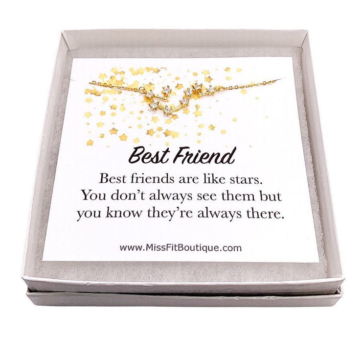 Best Friends Are Like Stars, Studded Star Necklace, Dainty Celestial Jewelry, Best Friends Birthday Gifts, Long-Distance Friendship Gift