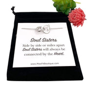 Soul Sisters Necklace, Interlocking Hearts Necklace, Double Hearts Pendant, Maid of Honor Gift, Sister Birthday Gift, Holiday Gift