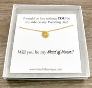 Compass Necklace, Bridesmaid Proposal Necklace with Card, Minimalist Jewelry, Maid of Honor Gift, Bridal Party Gift, Will You Be My, Wedding