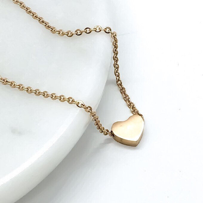 Tiny Rose Gold Heart Necklace, Dainty Heart Necklace, Never Forgotten Necklace, Loss Jewelry, Minimalist Mourning Necklace, Miscarriage