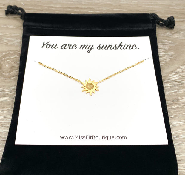 You Are My Sunshine Gift, Dainty Sun Necklace, Sunshine Jewelry, Friendship Necklace, Starburst Pendant, Gift for Girlfriend, Birthday Gift