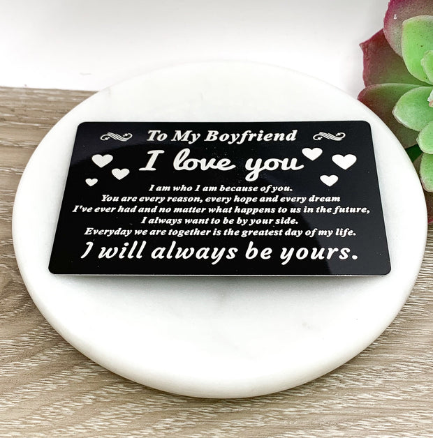 I Love You Quote, Romantic Boyfriend Wallet Card, Gift from Girlfriend, Anniversary Gift, Gift for Boyfriend, Sentimental Gift, Gift for Him