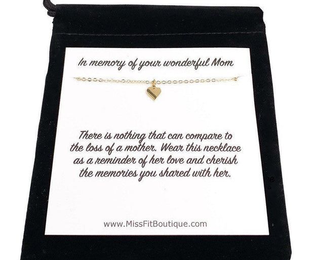Tiny Heart Necklace, In Memory Of Your Mom Card, Loss of Mother, Condolences Jewelry, Grief Necklace, Minimalist Necklace, Daughter Keepsake
