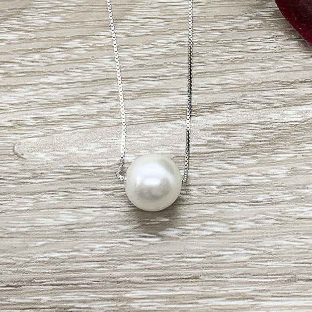 PCOS Warrior Gift, Single Floating Pearl Necklace, PCOS Necklace, Meaningful Gift, PCOS Awareness Gift, Polycystic Ovarian Syndrome Pendant