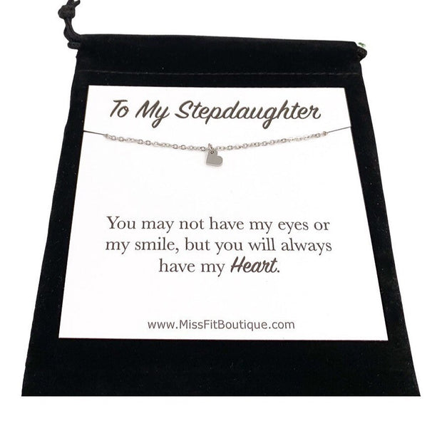 To My Stepdaughter, Gift from Stepmom, Tiny Heart Necklace, Sentimental Stepdaughter Necklace, Gift from Stepmother, Bonus Daughter Gift