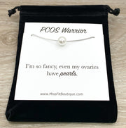PCOS Warrior Gift, Single Floating Pearl Necklace, PCOS Necklace, Meaningful Gift, PCOS Awareness Gift, Polycystic Ovarian Syndrome Pendant