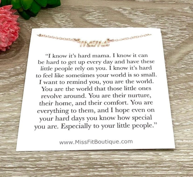 Mama Necklace, Uplifting Gift for Mother, Motivational Card, Affirmation for Mom, Mommy Necklace, Supportive Friend Gift, Keep Going Mama