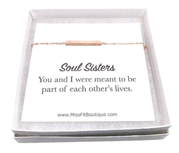 Soul Sister Gift, Minimal Bar Bracelet, Gift for BFF, Bonus Sister Bracelet, Friendship Bracelet, Cute Birthday Gift for Best Friend