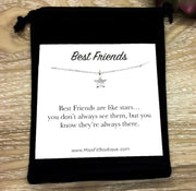 Best Friends Are Like Stars, Tiny Star Necklace with Card, Gold, Silver