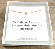 You Are Strong, Tiny Heart Necklace with Custom Card, Simple Reminder Gift, Gift for Daughter, Gift for Teen Girl, Meaningful Gift for Her