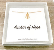 Silver Anchor Necklace, Family Quote Necklace, Strength Necklace, Dainty Uplifting Jewelry, Gift for Stepmom, Gift for Stepdaughter