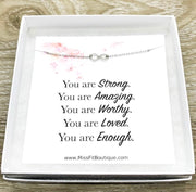 You Are Enough Card, Dainty Infinity Sign Necklace, Affirmation Gift, Eternity Necklace, Stocking Filler, You Are Worthy, Holiday Gift